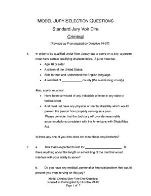We wanted people who could follow instructions, understand the law, and make logical rather than emotional decisions. . Jury selection questions reddit